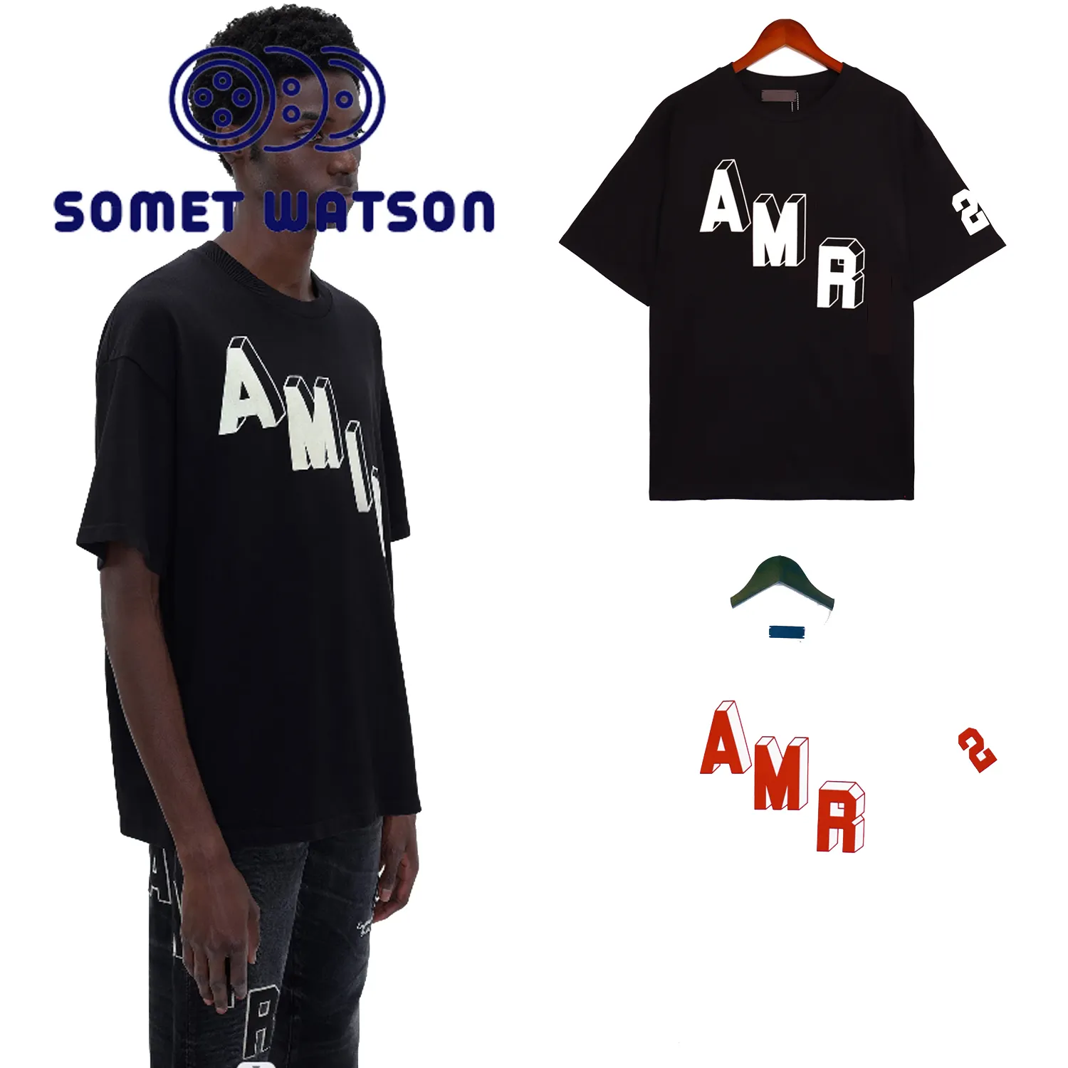 AMR T-shirt de créateur original de haute qualité de marque célèbre pour hommes T-shirt de créateur de grande taille Amir Amiry T-shirt