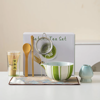 Ensemble de thé Matcha JIAHUI, bol à Matcha en céramique peint, ensemble d'accessoires pour le thé, fouet à thé, support pour Chasen, style japonais