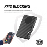 Portefeuille intelligent en fibre de carbone et aluminium avec blocage RFID, porte-cartes Afi, portefeuille fin pour argent
