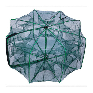 Red de pesca hexagonal plegable de 6 agujeros con jaula para camarones, trampa para pececillos, cebos para cangrejos, herramientas y accesorios de pesca de malla - Product Image 1