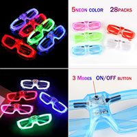 Accessoires lumineux pour adultes, cosplay, Halloween, fournitures de fête néon qui brillent dans le noir, lunettes de soleil à LED colorées en plastique