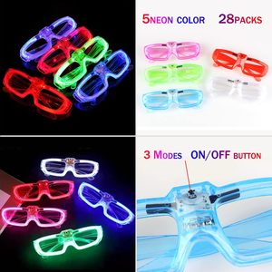 Accessoires lumineux pour adultes, cosplay, Halloween, fournitures de fête néon qui brillent dans le noir, lunettes de soleil à LED colorées en plastique - Product Image 4