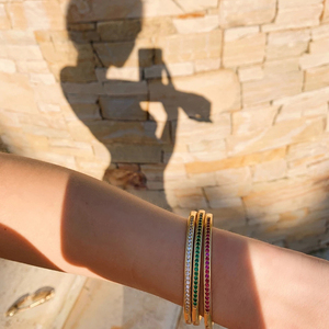 Gemnel 925 Bạc Mạ Vàng Trang Sức Emerald Kim Cương Cuff Bangles Thiết Kế - Product Image 2