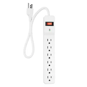 CC023 flat plug power strip ETL certificate NEMA5-15P/R with light for surge and ground protect 6 outlets surge protector