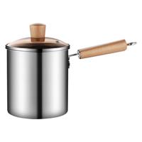 Marmite à Frire Profonde en Acier Inoxydable 304 avec Passoire et Poignée en Bois, Multifonction, pour Lait et Soupe, Compatible Induction, Vente en Gros