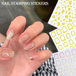 El más nuevo Simple láser oro plata Color vaca patrón Nail Art Sticker Gold Edge Hollow Border Sticker - Product Image 2