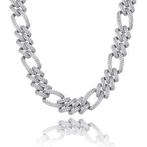 European American Full-Diamond Copper Electroplated Cuban Link <b>Chains</b> <b>Cross</b>-Border for Hot-Selling for Necklaces - Product Image 5