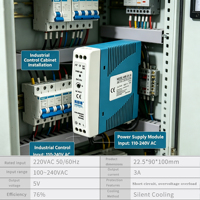 Fuente de Alimentación CC de 20W para Riel DIN Mini, con Corriente de Salida de 3A, Voltaje de Salida de 5V, Fuente de Alimentación Industrial Conmutada Individual, Carcasa de Plástico