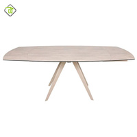 Table à manger rotative à 360° avec plateau en pierre frittée et base en acier inoxydable, mobilier pour projets de villas
