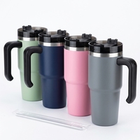 Gobelet isotherme en acier inoxydable 20 oz personnalisé avec logo, vente en gros, cadeau en vrac, tasse de voyage à double paroi avec poignée, revêtement en poudre, OEM