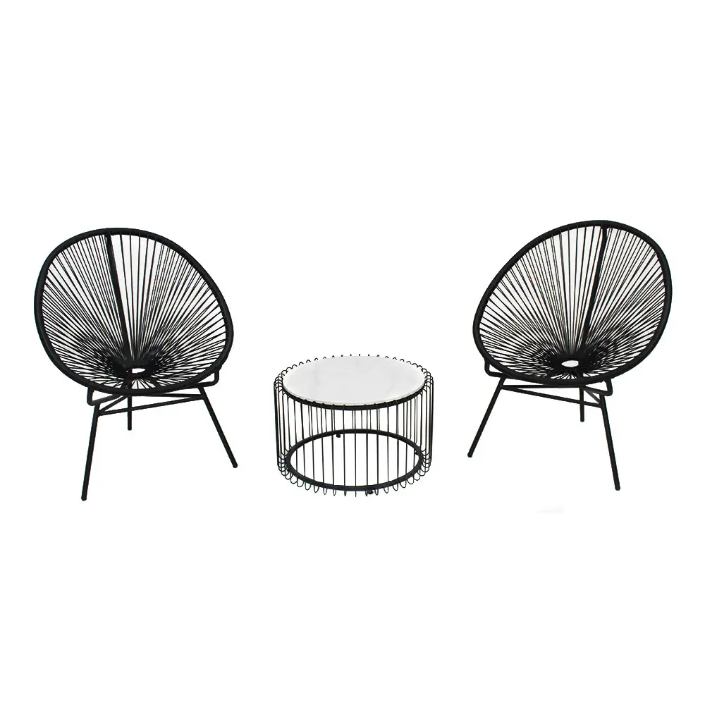 Foshan Atacado 3 Peça Varanda Bistro Mobiliário Set Outdoor Pátio Rattan Wicker Acapulco Cadeira