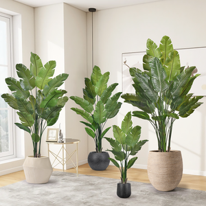 Plante artificielle de haute qualité, feuilles réalistes au toucher, Strelitzia Nicolai, résistante au feu, faux oiseau de paradis pour l'intérieur et l'extérieur - Product Image 6