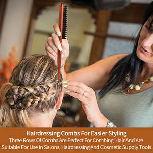 Peigne de coiffure professionnel en bois à queue pointue avec poils en nylon pour <span class=keywords><strong>chignon</strong></span>, peigne à dents pour la coiffure à <span class=keywords><strong>domicile</strong></span> - Product Image 6