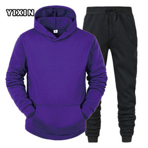 男女兼用カスタムロゴトラックスーツセット防風フィットネススウェットパンツパーカージョガーカスタムロゴブランクスウェットスーツ付き - Product Image 3