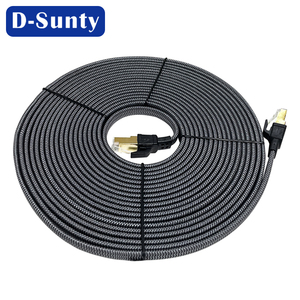 CAT8 2M Braided STP Ethernet <b>Cable</b> Patch Cord 30AWG(7/0.1MM) BC with Black and Blue Braided Jacket <b>Communication</b> <b>Cables</b> - Product Image 4