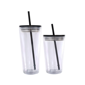 Tumbler With Straw Custom Logo 16oz 24oz Reusable Double Walled Acrylic Tumbler Plastic Water Acrylic Tumbler With Straw
