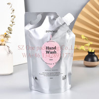 Petit sachet en plastique avec logo imprimé anti-fuite savon liquide après-shampoing pour lessive papier d'aluminium avec capuchon à bec verseur pochette debout