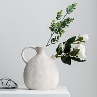 Vase en céramique à petite ouverture non brûlée, blanc, à ouverture oblique, pour l'arrangement floral de jardinage, vase à fleurs séchées, décoration d'intérieur