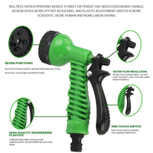 Boquilla de pulverización ajustable de 7 funciones, manguera de riego de plástico para jardín, cabezal de pistola verde - Product Image 4
