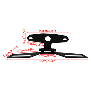 Universal Motorcycle License Plate Holder Foldable Steel <b>Bracket</b> Rear Mount For Retrofit Upgrade 18cm <b>Black</b> - Product Image 1