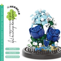 Concord Hot 270PCS Puzzle de construction de fleurs en blocs, modèle d'assemblage DIY en plastique ABS avec couvercle anti-poussière, décoration de bureau pour les 7-13 ans