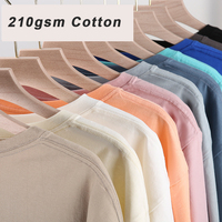 T-shirt vierge unisexe personnalisé en coton tricoté 210g épais, respirant, écologique, anti-rétrécissement, coupe oversize, couleur unie, collection été