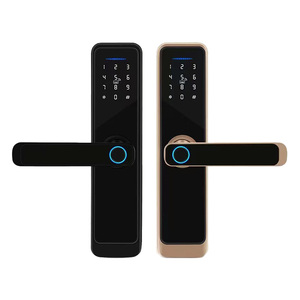 Serrure de porte de chambre d'hôtel intelligente haute sécurité en bois, contrôle par application Tuya, empreinte digitale, clé, mot de passe, Wi-Fi, enregistrement de données en aluminium - Product Image 1