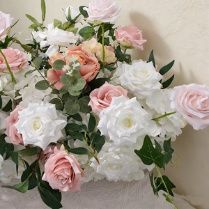 Chemin de table en fleurs artificielles en <span class=keywords><strong>soie</strong></span>, rose, fait main, moderne, pour décoration de table ou allée, deux mètres, rangée rose pour événements - Product Image 2