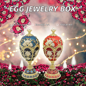 NUEVO 2026 Caja de Joyería Metálica con Bisagras, Diseño Floral, Pintada a Mano, Bañada en Oro, Esmaltada, con Forma de Huevo de Pascua, Organizador de Adornos Vintage para el Hogar - Product Image 4