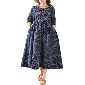 Robe chemise pour femme, taille plus, coupe classique, manches longues, boutons, taille élastique, tissu 100% lin, printemps-automne - Product Image 3