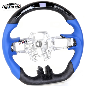 Volant en fibre de carbone véritable forgée avec LED pour Ford <span class=keywords><strong>Mustang</strong></span> GT EcoBoost - Amélioration des performances en cuir - Product Image 2