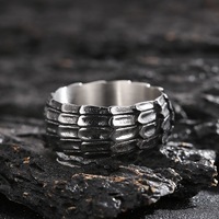 Bague pour homme en acier motif écailles de dragon, anti-ternissement, finition mate rétro effet vieilli, large, style hip-hop