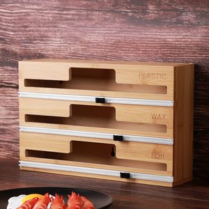 OEM yaratıcı duvara monte gıda plastik sarılmak Film dağıtıcı için kesici ile mutfak düzenleyici kalay folyo dağıtıcı - Product Image 1