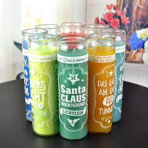 เทียนหอมพิมพ์ลายตามสั่งขายส่ง ความยาว 8 นิ้ว เทียนแก้วสำหรับงานศีล - Product Image 6