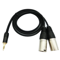 Kabel Speaker Audio 3.5mm ke 2 XLR Male, Kabel Aux 2 XLR Male ke 3.5 Male untuk Ponsel ke Mixer Amplifier Y Splitter