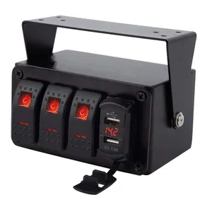 DC12V 24V 3 Gang lumière LED rouge interrupteur à bascule panneau boîte avec double chargeur USB 4.8A voltmètre pour voiture marine camions bateaux RVs