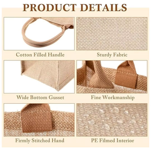 Borsa di iuta riutilizzabile <span class=keywords><strong>personalizzata</strong></span> <span class=keywords><strong>con</strong></span> il tuo <span class=keywords><strong>nome</strong></span> o modello, Tote Bag in juta per lo Shopping in juta e cotone - Product Image 3