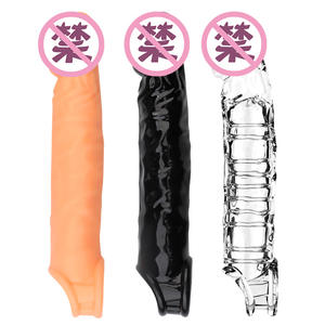 Großhandel Herren wieder verwendbare TPE Kondom verlängert verdickt Lock Sperma Ring Extender Wasch bare Dildo hülle für Verzögerung Ejakulation - Product Image 5