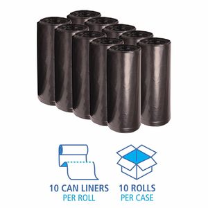 Bolsas de Basura Negras Recicladas de 60 Galones, 1.8 Mil, 38" X 58", 10 Bolsas por Rollo, Paquete de 10 - Product Image 3