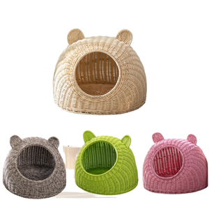 Casa para Mascotas Ecológica de Ratán Natural de 2 Niveles Personalizable con Diseño Desmontable y Lavable, Cama para Perros y Gatos, Logotipo Personalizado, Hecho en Vietnam - Product Image 1