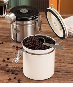 Modern Metal 40.5 OZ Coffee Tea Bean Grounds Container Valve-Integrated Gator Scoop Canister for <b>Kitchen</b> <b>Camping</b> Packaged - Product Image 1