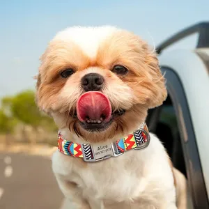 ID anjing nilon anak anjing kustom cetak lucu dengan nama terukir untuk anjing besar kecil dan menengah, kerah anjing besar kustom