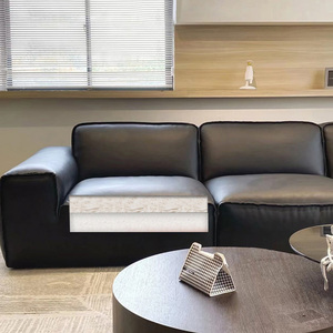 Mobili moderni divano componibile in pelle nera di vacchetta italiana set <span class=keywords><strong>casa</strong></span> di lusso e <span class=keywords><strong>casa</strong></span> divano a 3 posti divani da soggiorno - Product Image 5