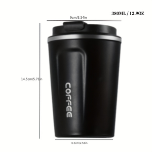 Mug de voyage isotherme en acier inoxydable 380 ml (13 oz) avec logo personnalisé, anti-fuite, réutilisable, couvercle rabattable, maintien thermique 6-12 heures - Product Image 2