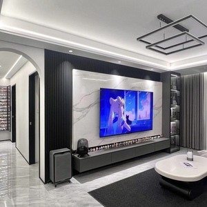 Mobile TV Personalizzato in Stile Moderno con Illuminazione, Set di Mobili da <span class=keywords><strong>Soggiorno</strong></span> con Pannelli in Legno per Uso in Camera da Letto - Product Image 5