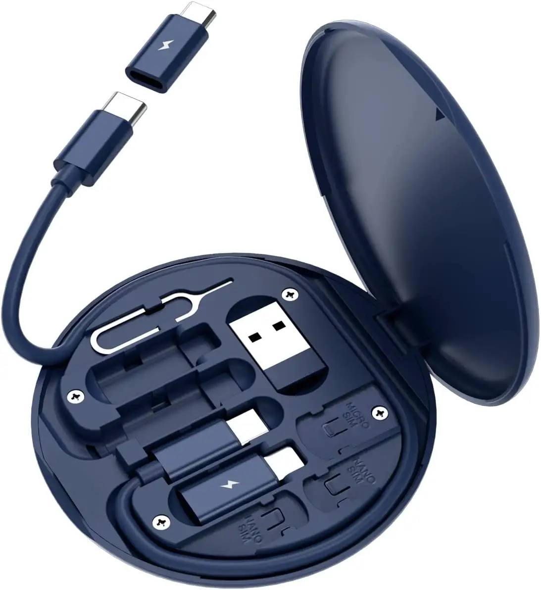 Convertidor de línea de carga de tipo múltiple Huien, herramienta de transferencia de datos Micro tipo C de iluminación, adaptador USB, caja de almacenamiento de conversión de Cable