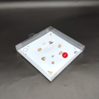 Boîte d'emballage cadeau transparente en PVC de forme carrée personnalisée Couvercle de manipulation d'impression de vernissage de gaufrage de conception minimale inclus