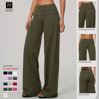 Pantalon évasé taille basse extensible et doux pour femme, idéal pour le yoga, le sport et la course, avec revers pliables, grandes tailles, personnalisable pour tous les sports