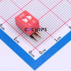 DA-02-R DIP Switch Through hole Component (THT) Switch ( Number of Switch Sections: 2 )( Lead Spacing: 2.54mm )( Color: Red ) - Product Image 1