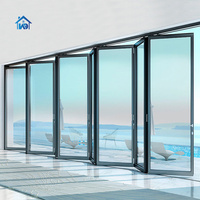 Grande cloison de porte pliante moderne en accordéon en alliage d'aluminium Serrure interne Méthode d'ouverture pliable Portes pliantes externes élégantes
